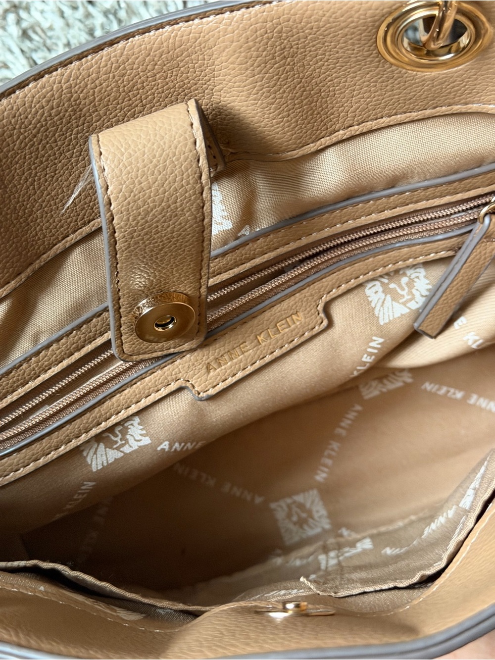 Anne Klein Camel Tan Tote with Tassel Charm - Picture 5 of 6